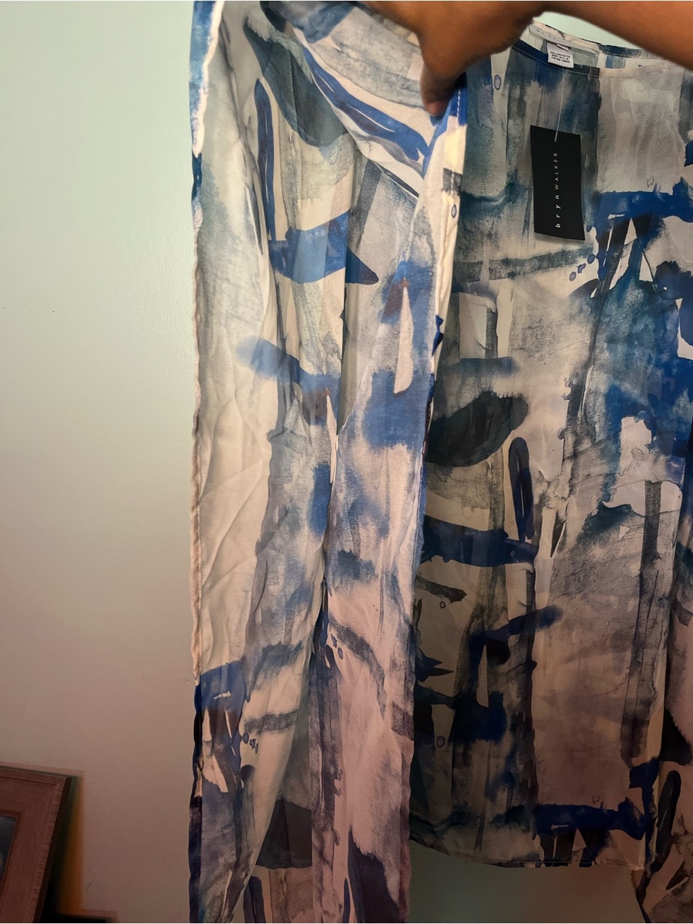 Bryn Walker Blue and bream Abstract Sheer Tunic S - Picture 7 of 9